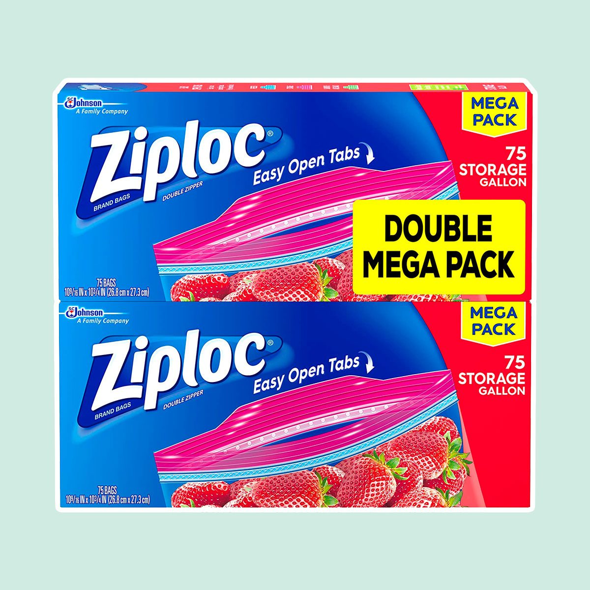 Ziploc Double Zipper Freezer Gallon Bags - Total: 75 Ct.