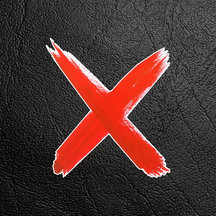 Black leather with a red "x"