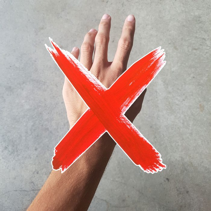 A hand with a red "x"