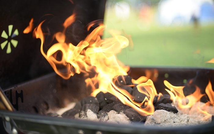 Charcoal grill fire