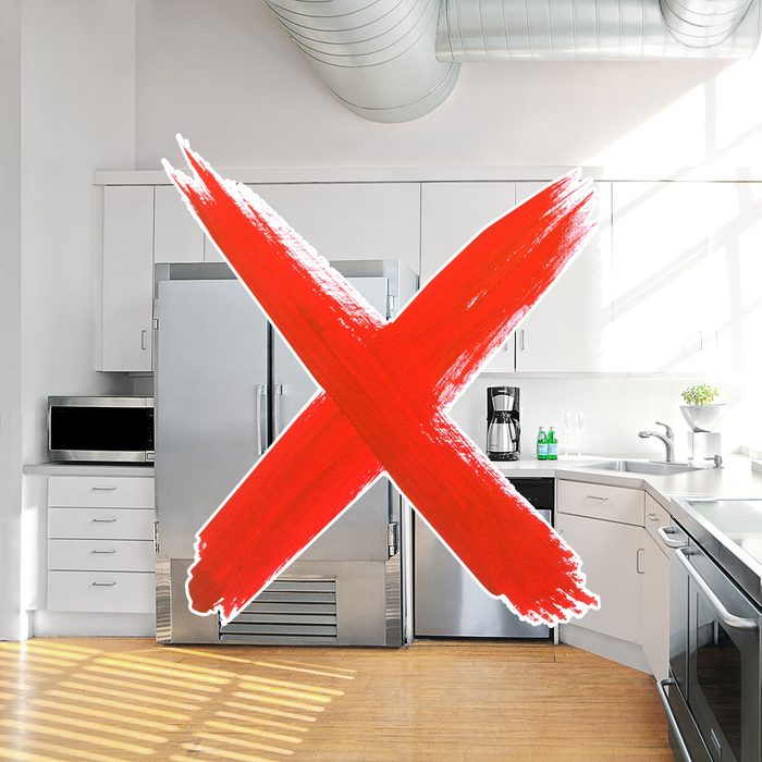 Kitchen with red "x"