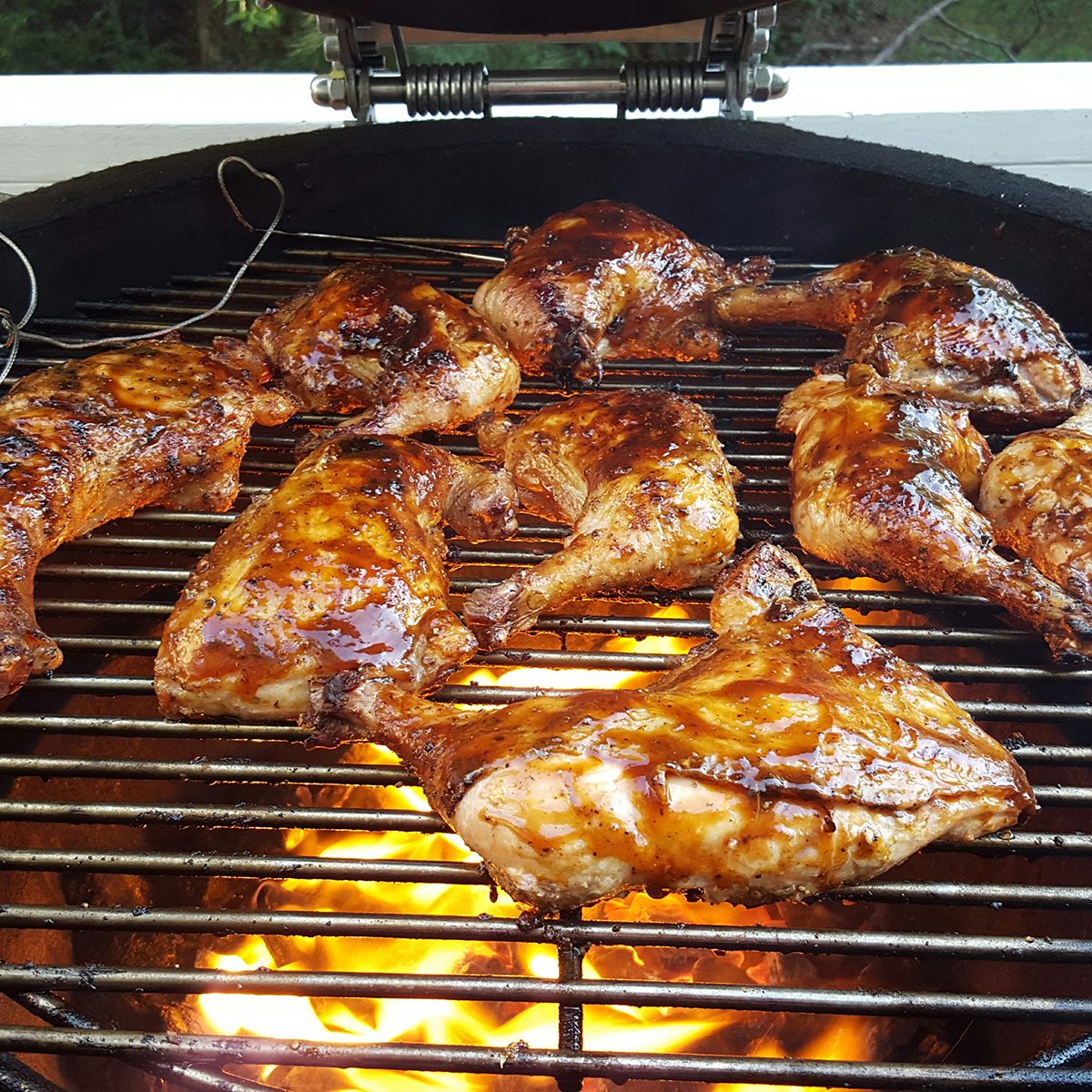 High Angle View Of Chicken On Barbeque Grill