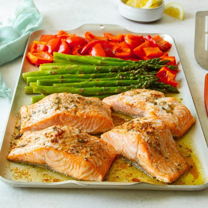 Rosemary Salmon and Veggies Recipe: How to Make It | Taste of Home