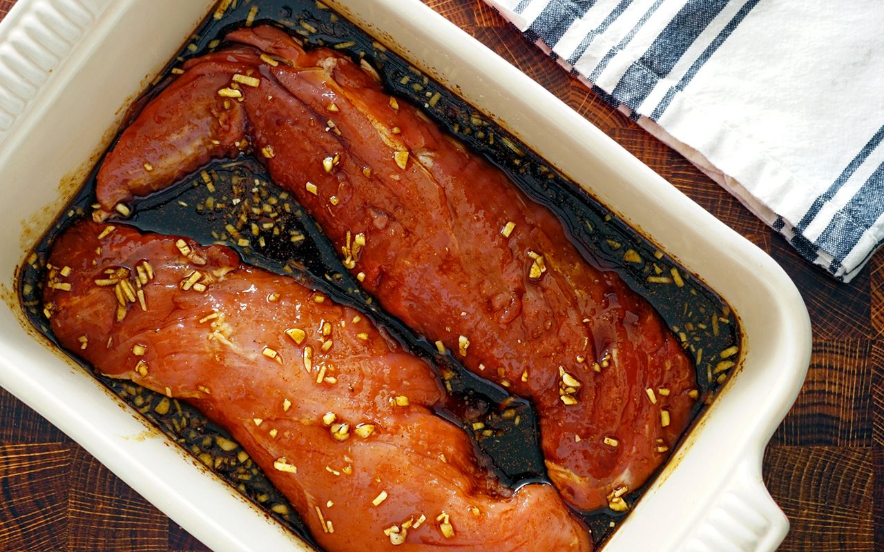 pork tenderloin in a teriyaki marinade