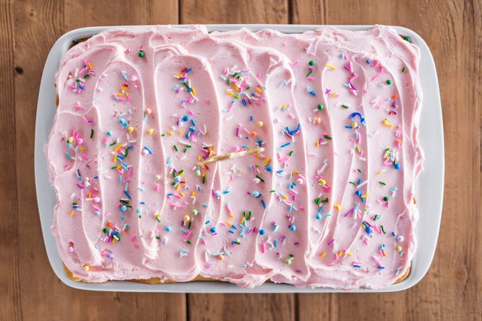 pink birthday sheet cake