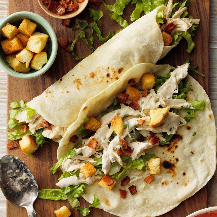 Slow Cooked Chicken Caesar Wraps