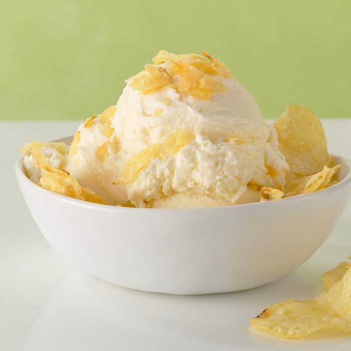 Vanilla Ice Cream with Crushed Potato Chips