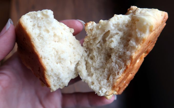 horizontal image biscuit cut in half