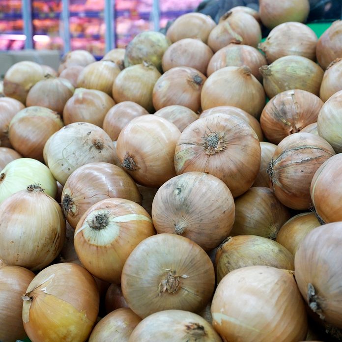 sweet onion bulbs at the farmers market place