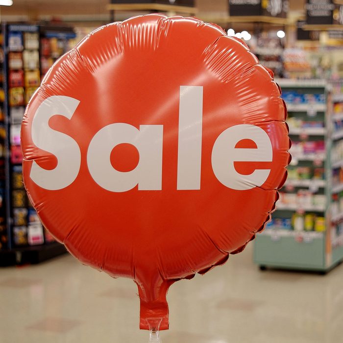 Sale balloon in grocery store