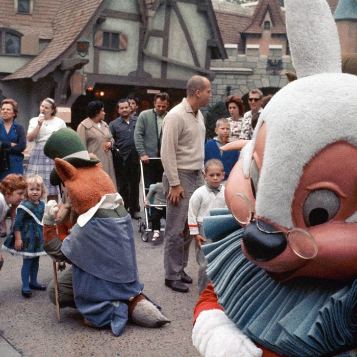 ANAHEIM, CA - 1963: Disney characters entertain children in the Fantasyland area of Disneyland in1963 in Anaheim, California. (Photo by David Attie/Getty Images)