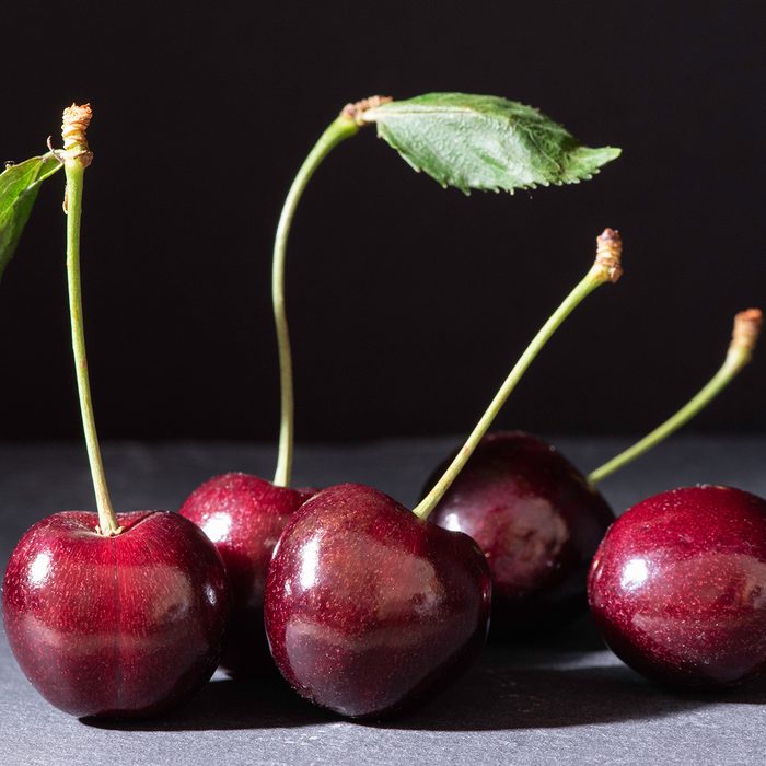 Cherries on slate, shot with limited side light