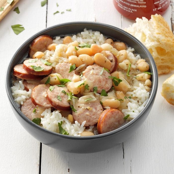 Pressure-Cooker Smoked Sausage and White Beans