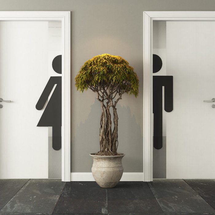 white restroom doors for male and female