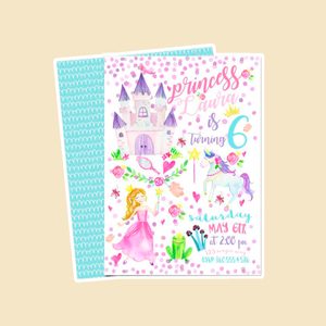 Magical Princess Birthday Invitation, Princess Birthday Invitation, Princess Birthday Invite, Watercolor Princess, Girl Birthday Invitation