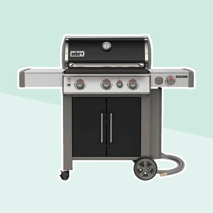 Genesis II E-335 3-Burner Natural Gas Grill in Black with Built-In Thermometer and Side Burner