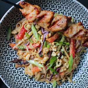 Grilled Turkey Kabobs with Thai Noodle Salad