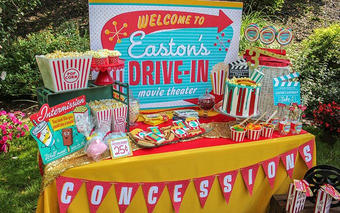 Retro Drive-In Movie Party Backdrop Sign Printable - outdoor movie birthday party, drive-in movie party, kids birthday, movie night sign