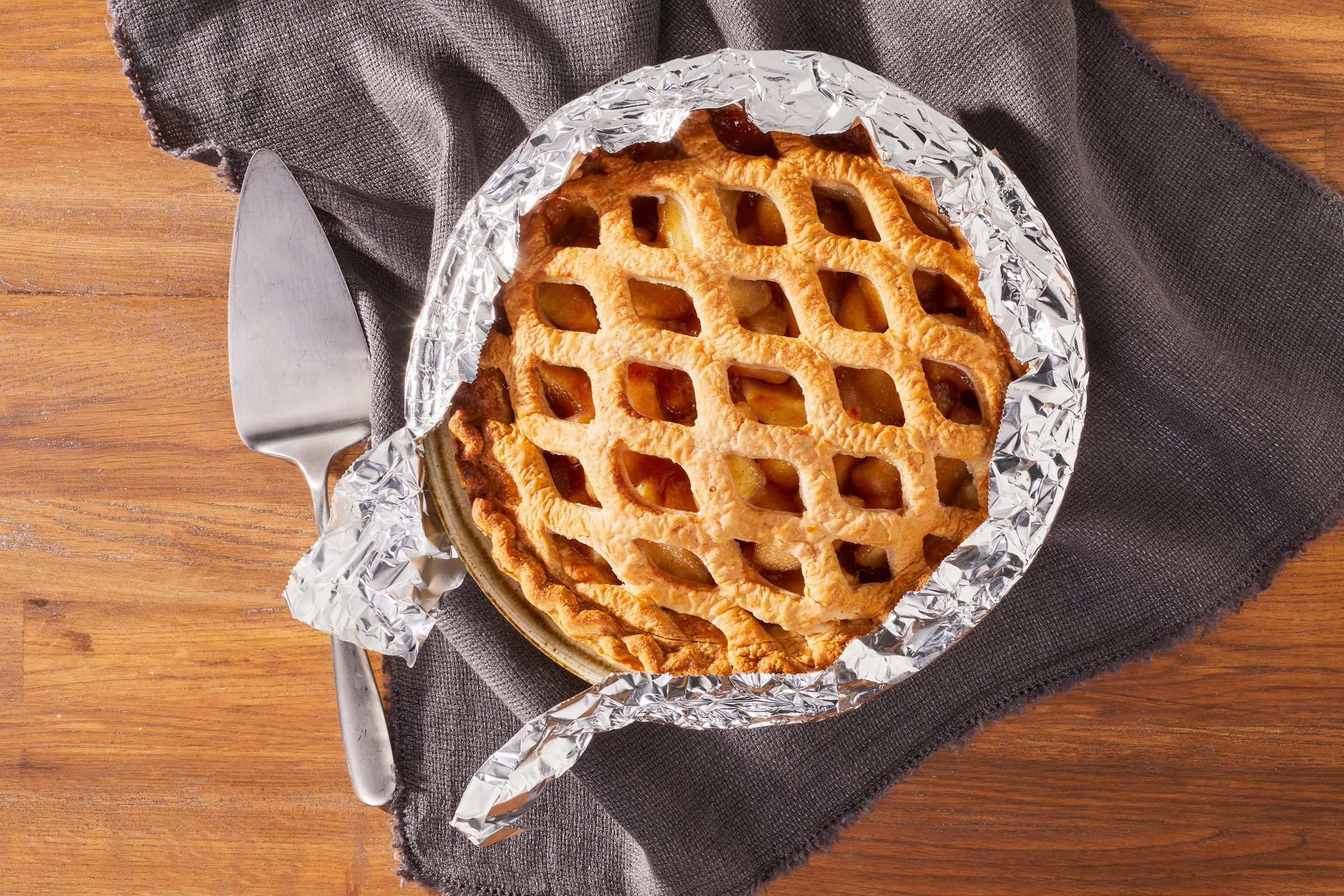 Pie wrapped in foil