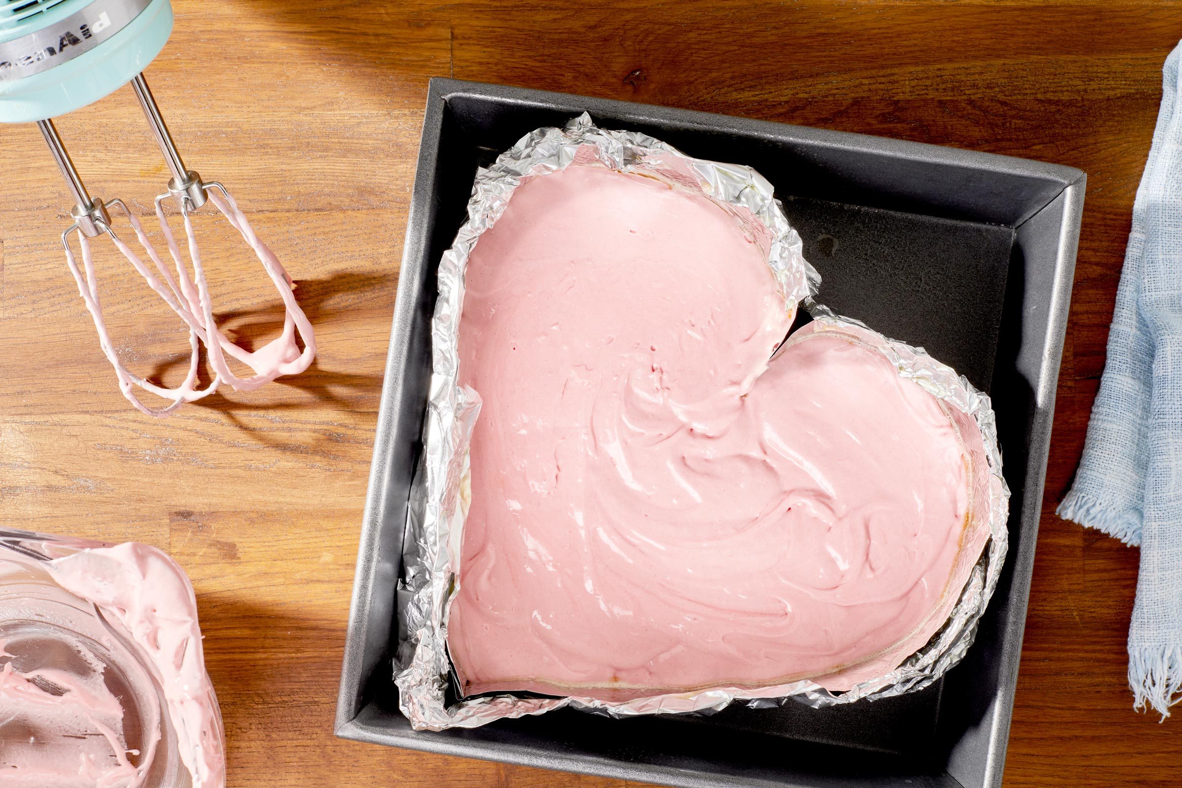 heart shape cake pan made with foil