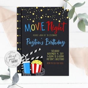 Backyard Movie Night Party Invitation
