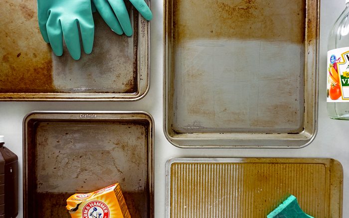 lead image for consideration - cleaning baking sheets with four different methods