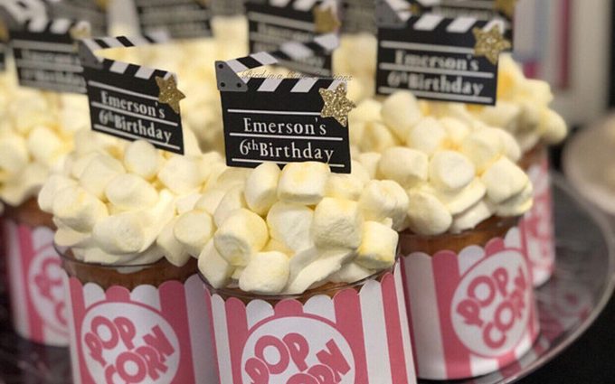 Personalized Movie Clapperboard Cupcake Toppers. Hollywood Party Decor. Movie Night. Movie Theme. Hollywood Theme.