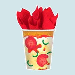 Yellow/Red Pizza Party Basic Paper Disposable Cup (Part number: 582017) (Set of 48)