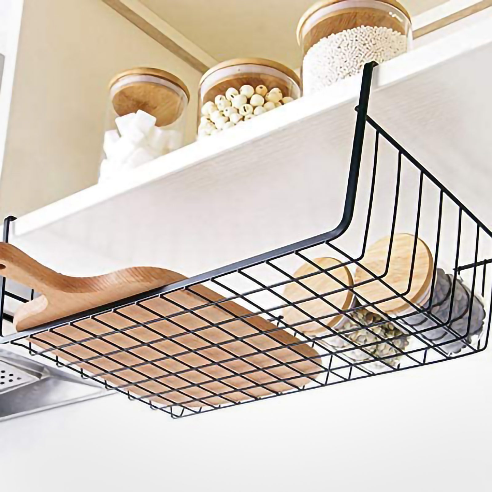 Under Shelf Storage Basket, Hanging shelf basket Slides Under Shelves for  Storage Metal Under Cabinet Shelf Basket Organizer Space Saving for Kitchen