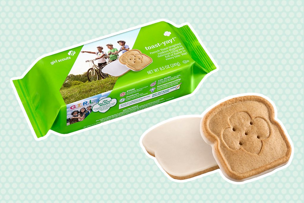 Girl Scouts New Toast-Yay!™, a French toast–inspired cookie dipped in delicious icing and full of flavor in every bite.