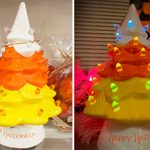 HomeGoods Is Selling the CUTEST Candy Corn-Inspired Ceramic Halloween Tree