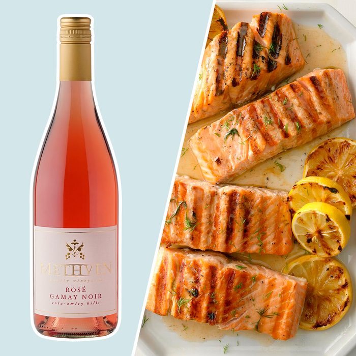 Methven Family 2019 GAMAY ROSE and grilled salmon