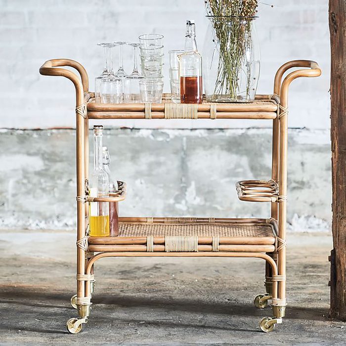 West Elm Rattan Bar Cart