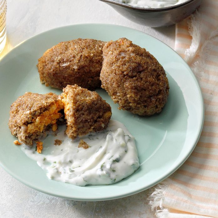 Feta-Stuffed Kibbeh with Harissa