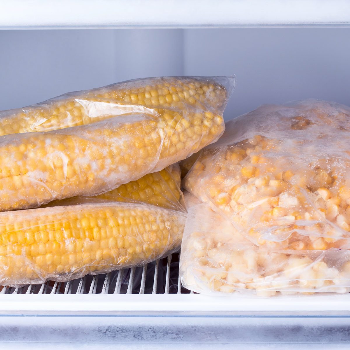 frozen corn in freezer bags