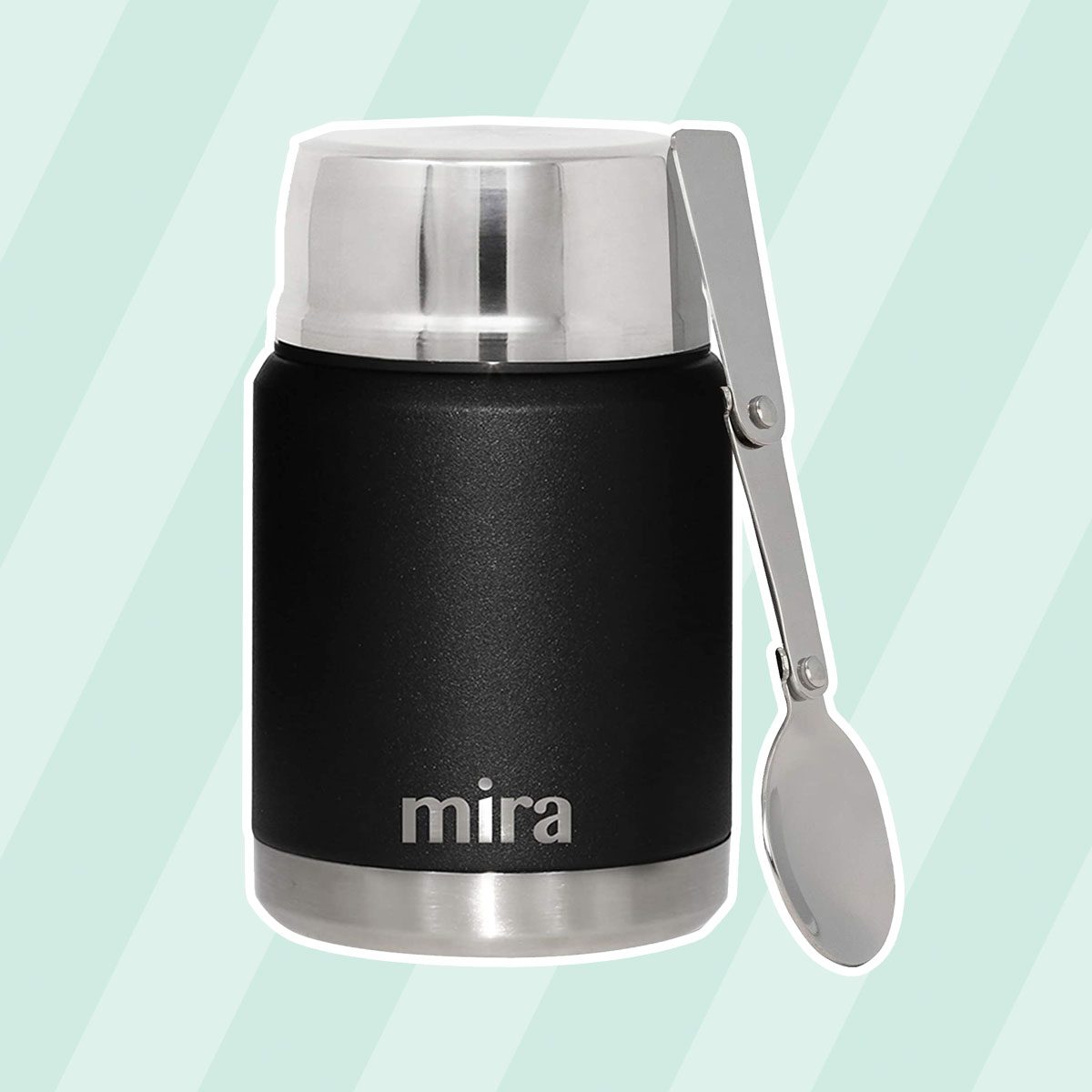  MIRA Thermos for Hot Food & Soup - 15 oz Insulated Food Jar  with Foldable Spoon - Leak Proof Stainless Steel Thermal Storage Lunch  Container, Canteen, Double Walled, Black