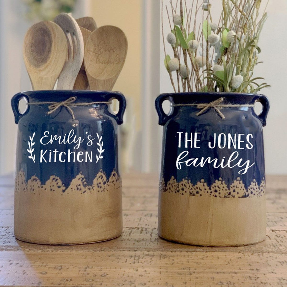 Made With Love Personalized Utensil Holder, Personalized Mother's