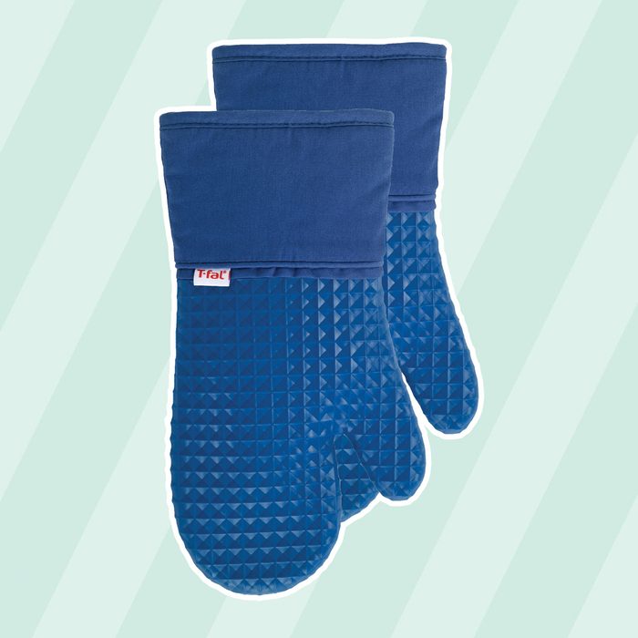 T-fal Blue Cotton Waffle Silicone Oven Mitt (Set of 2)