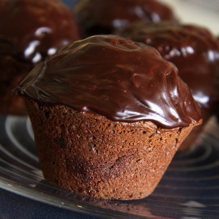 Chocolate Muffin topped with Ganache Icing