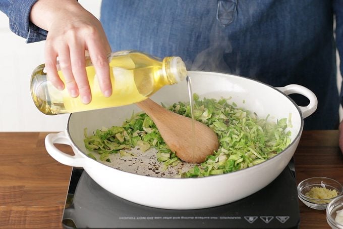 How to cook brussel sprouts: add in oil