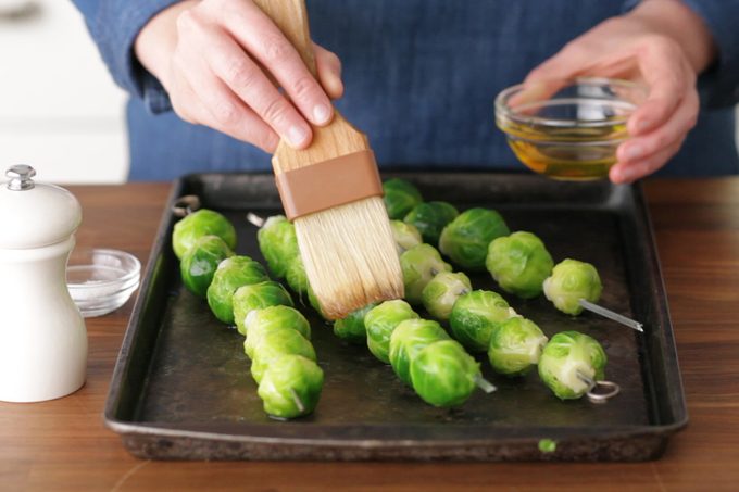 How to cook brussel sprouts: skewer