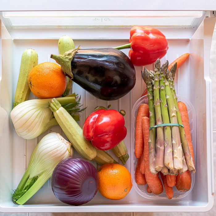 Produce in fridge drawer