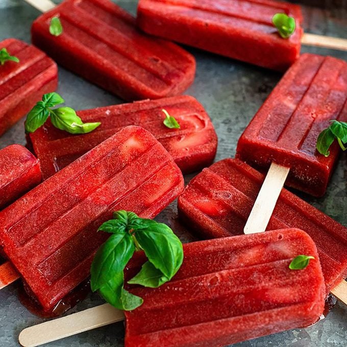 Strawberry Basil Honey Paletas