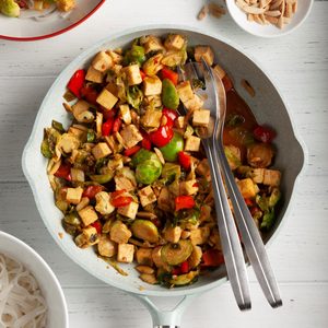 Tofu Stir-Fry with Brussels Sprouts