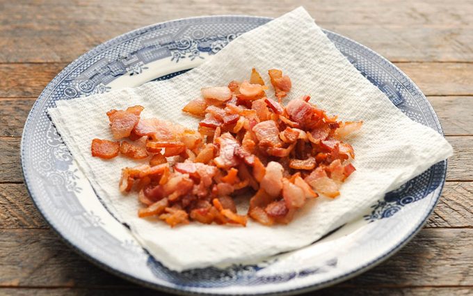 Bacon bits on a plate