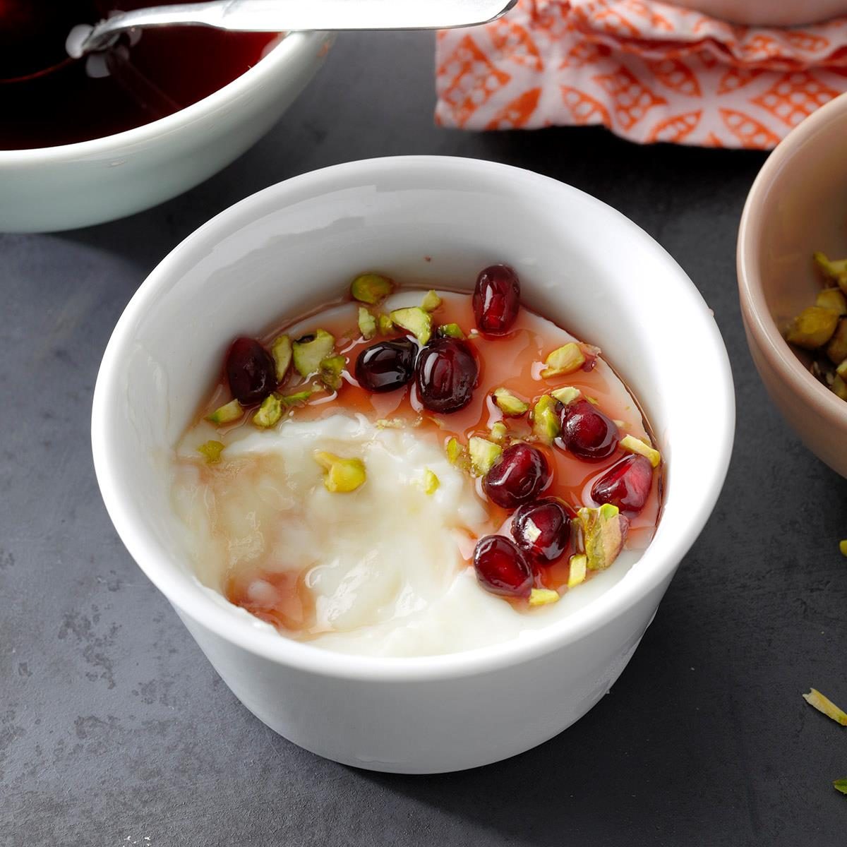 Israeli Malabi with Pomegranate Syrup