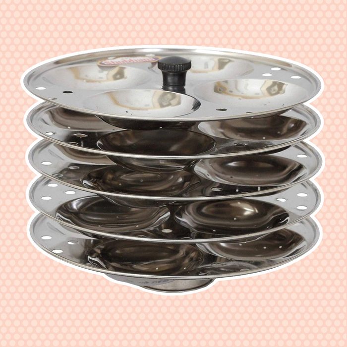 SS Ecom Stainless Steel 5 Rack Standard Idli Maker Stand, 5 Tier Cookware Idly Plates for Instant Pot - Medium, Silver