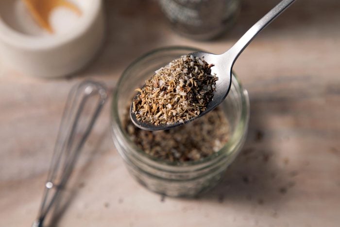 A Silver Spoon Filled With Aromatic Turkey Seasoning