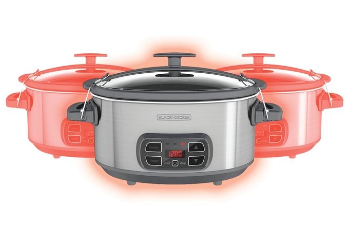 BLACK+DECKER SCD1007 7 Quart Programmable Slow Cooker with Digital Timer, Portable with Locking Lid, Stainless Steel