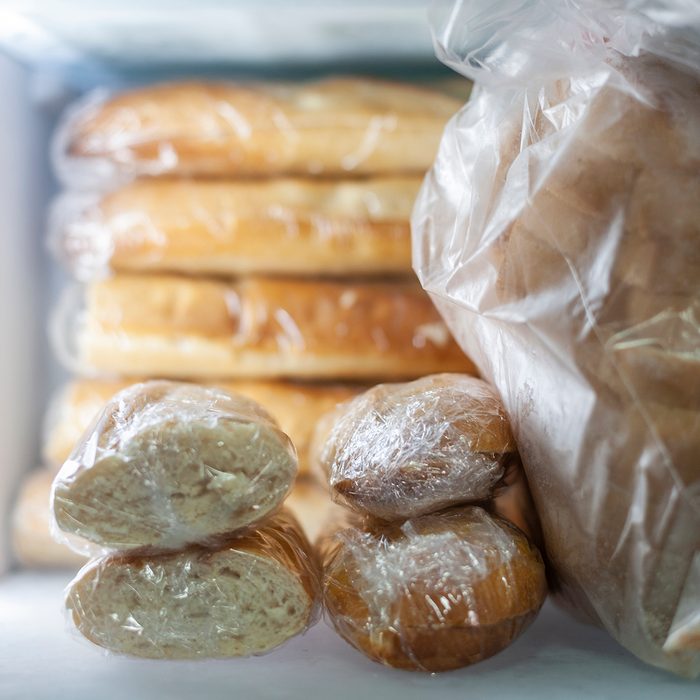 Loaves of bread wrapped in plastic, to avoid going to the market every day to buy in times of corona-virus. Spain, Europe